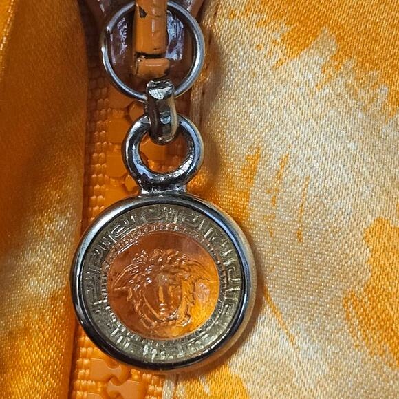 Versace Shacket Orange Cream Slanted Full Zip Jacket Shirt (Missing Belt/Sash) - Picture 11 of 11